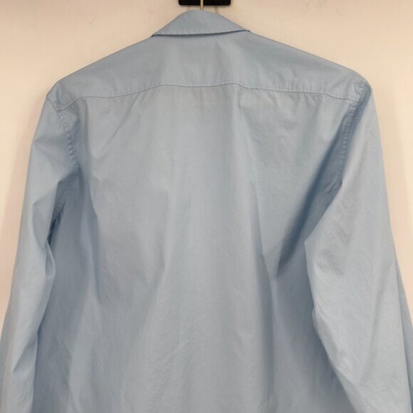 Burberry Men’s Luxury Light Blue Button-Up Shirt with Check Cuffs Size M - Picture 5 of 12
